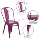 Flash Furniture ET-3534-PUR-GG Stacking Chair w/ Vertical Slat Back - Metal, Purple thumbnail 6