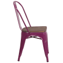 Flash Furniture ET-3534-PUR-WD-GG Stacking Chair w/ Vertical Slat Back & Wood Seat - Metal, Purple thumbnail 2