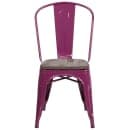 Flash Furniture ET-3534-PUR-WD-GG Stacking Chair w/ Vertical Slat Back & Wood Seat - Metal, Purple thumbnail 4