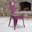 Flash Furniture ET-3534-PUR-WD-GG Stacking Chair w/ Vertical Slat Back & Wood Seat - Metal, Purple thumbnail 5