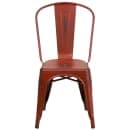 Flash Furniture ET-3534-RD-GG Stacking Chair w/ Vertical Slat Back - Distressed Metal, Kelly Red thumbnail 5