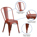 Flash Furniture ET-3534-RD-GG Stacking Chair w/ Vertical Slat Back - Distressed Metal, Kelly Red thumbnail 6