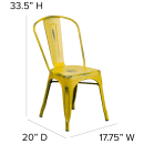 Flash Furniture ET-3534-YL-GG Stacking Chair w/ Vertical Slat Back - Distressed Metal, Yellow thumbnail 2