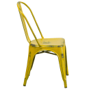 Flash Furniture ET-3534-YL-GG Stacking Chair w/ Vertical Slat Back - Distressed Metal, Yellow thumbnail 3