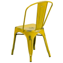 Flash Furniture ET-3534-YL-GG Stacking Chair w/ Vertical Slat Back - Distressed Metal, Yellow thumbnail 4
