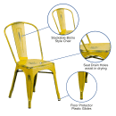 Flash Furniture ET-3534-YL-GG Stacking Chair w/ Vertical Slat Back - Distressed Metal, Yellow thumbnail 6