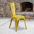 Flash Furniture ET-3534-YL-GG Stacking Chair w/ Vertical Slat Back - Distressed Metal, Yellow thumbnail 9