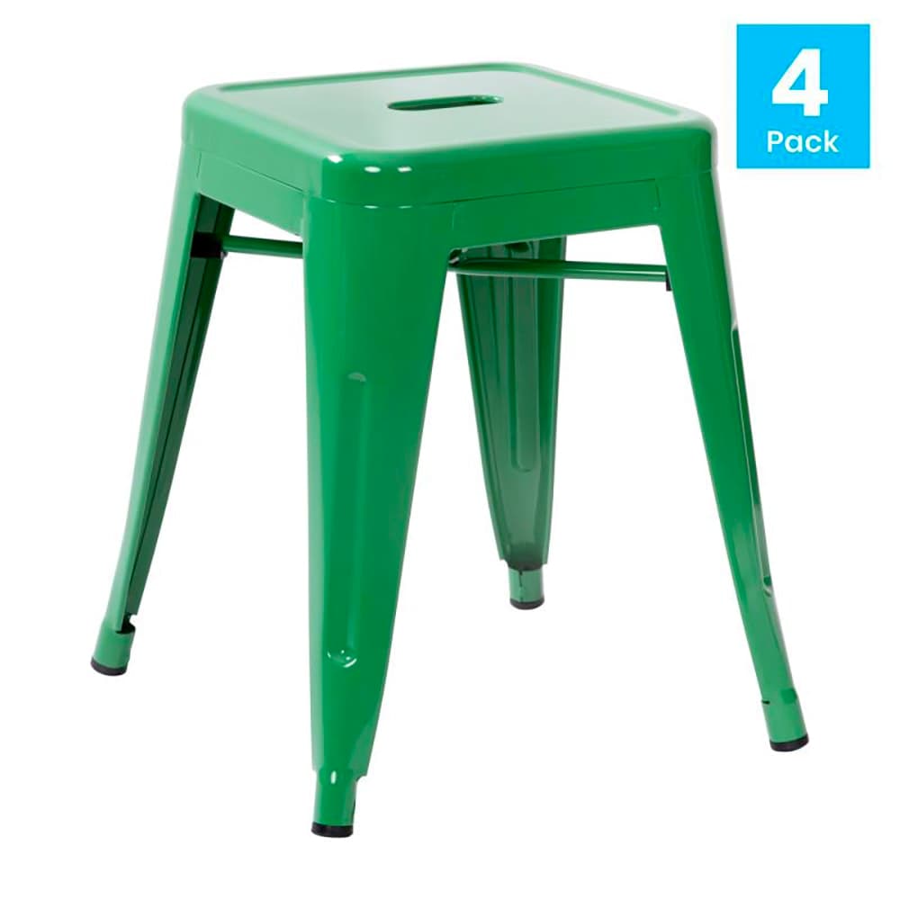 Flash Furniture ET-BT3503-18-GN-GG Stacking Backless Dining Stool - Iron, Green