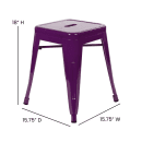 Flash Furniture ET-BT3503-18-PR-GG Stacking Backless Dining Stool - Iron, Purple thumbnail 2