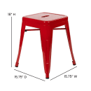 Flash Furniture ET-BT3503-18-RED-GG Stacking Backless Dining Stool - Iron, Red thumbnail 2