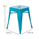Flash Furniture ET-BT3503-18-TL-GG Stacking Backless Dining Stool - Iron, Teal thumbnail 2