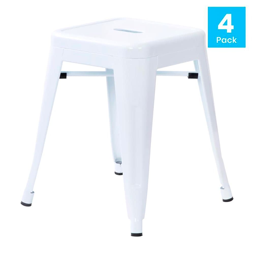 Flash Furniture ET-BT3503-18-WH-GG Stacking Backless Dining Stool - Iron, White