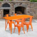 Flash Furniture ET-CT005-4-30-OR-GG Rectangular Table & (4) Chair Set - 63"W x 31 1/2"D x 29 1/2"H, Steel, Orange thumbnail 4