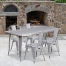 Flash Furniture ET-CT005-4-30-SIL-GG Rectangular Table & (4) Chair Set - 63"W x 31 1/2"D x 29 1/2"H, Steel, Silver thumbnail 4
