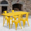 Flash Furniture ET-CT005-4-30-YL-GG Rectangular Table & (4) Chair Set - 63"W x 31 1/2"D x 29 1/2"H, Steel, Yellow thumbnail 4