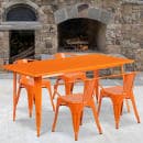 Flash Furniture ET-CT005-4-70-OR-GG Rectangular Table & (4) Chair Set - 63"W x 31 1/2"D x 29 1/2"H, Steel, Orange thumbnail 4