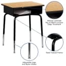Flash Furniture FD-DESK-GG Student Desk w/ Book Box - Natural Laminate Top, Black Steel Frame thumbnail 4