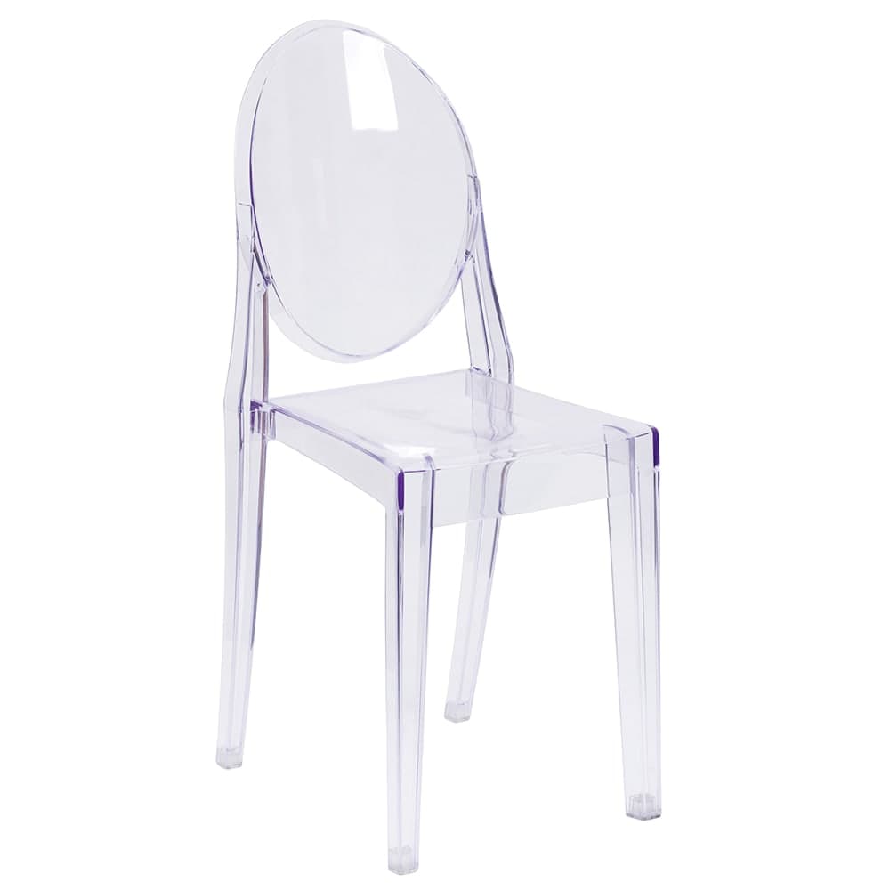 Flash Furniture FH-111-APC-CLR-GG Ghost Side Chair w/ Plain Back - Polycarbonate, Transparent Crystal
