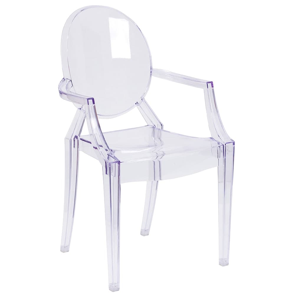 Flash Furniture FH-124-APC-CLR-GG Ghost Arm Chair w/ Plain Back - Polycarbonate, Transparent Crystal