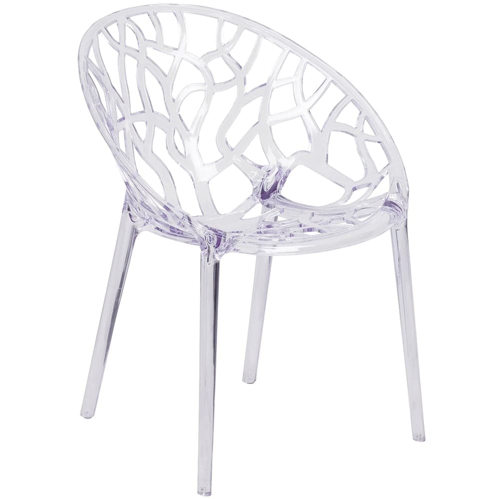 Flash Furniture FH-156-APC-GG Stacking Side Chair w/ Cutout Back - Polycarbonate, Transparent Crystal