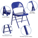 Flash Furniture HF3-BLUE-GG Steel Folding Chair - Blue thumbnail 6