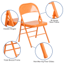 Flash Furniture HF3-ORANGE-GG Steel Folding Chair - Orange thumbnail 6