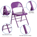 Flash Furniture HF3-PUR-GG Steel Folding Chair - Purple thumbnail 6