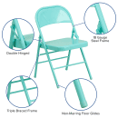 Flash Furniture HF3-TEAL-GG Steel Folding Chair - Teal thumbnail 6