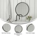 Flash Furniture HFMHD-75G-CRE8-412315-GG 27 1/2" Round Large Accent Wall Mirror, Metal, Black thumbnail 4