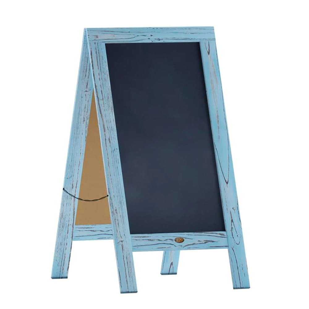 Flash Furniture HGWA-GDIS-CRE8-542315-GG Double-Sided Magnetic Chalkboard Easel - 20" x 40", Pine Wood, Robin Blue