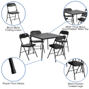 Flash Furniture JB-1-GG 33 1/2" Square Folding Card Table & (4) Folding Chairs Set - Black Padded Vinyl Top, 27 3/4"H thumbnail 6