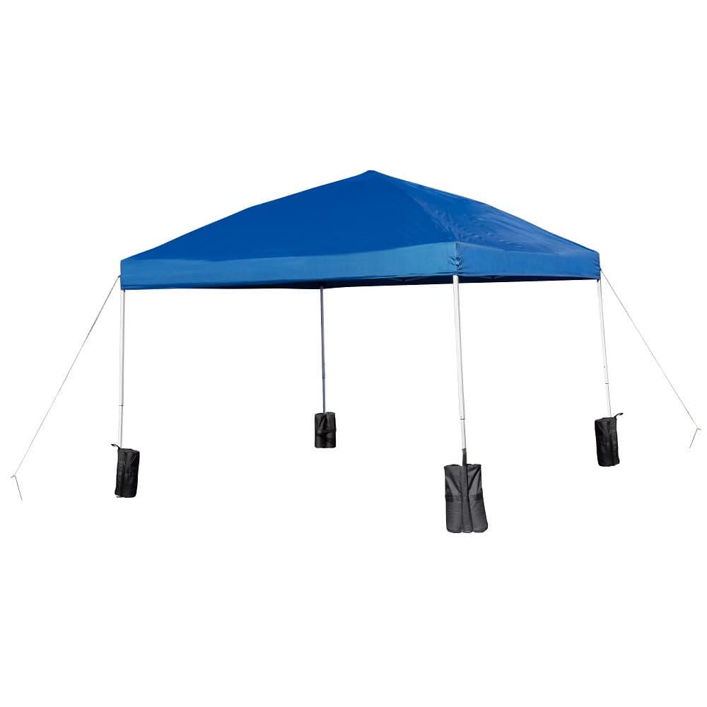 Flash Furniture JJ-GZ1010PKG-BL-GG 9 3/4 ft Square Pop Up Canopy Tent w/ Wheeled Case & Sandbags - Blue Polyester, Steel Frame