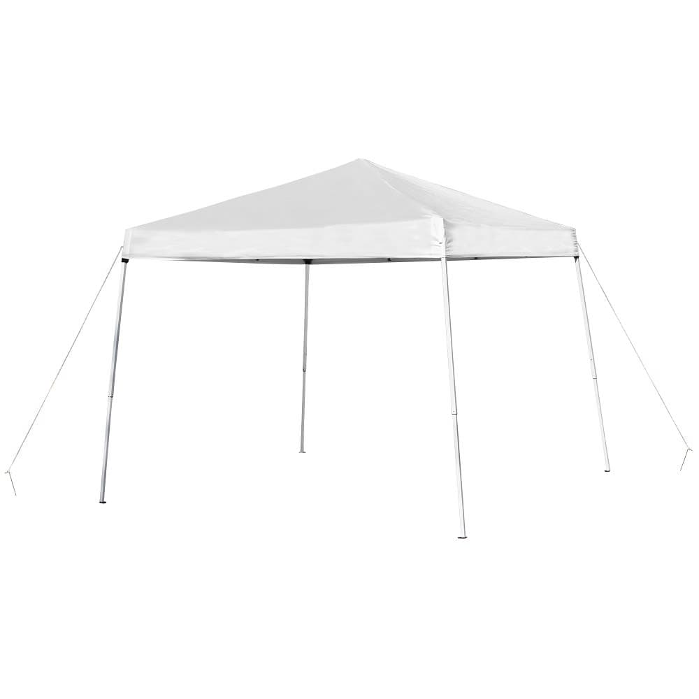 Flash Furniture JJ-GZ88-WH-GG 7 3/4 ft Square Pop Up Canopy Tent w/ Carry Bag - White Polyester, Steel Frame