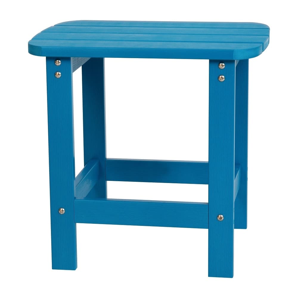 Flash Furniture JJ-T14001-BLU-GG Rectangular Adirondack Side Table - 18 3/4" x 15", Poly Resin, Blue