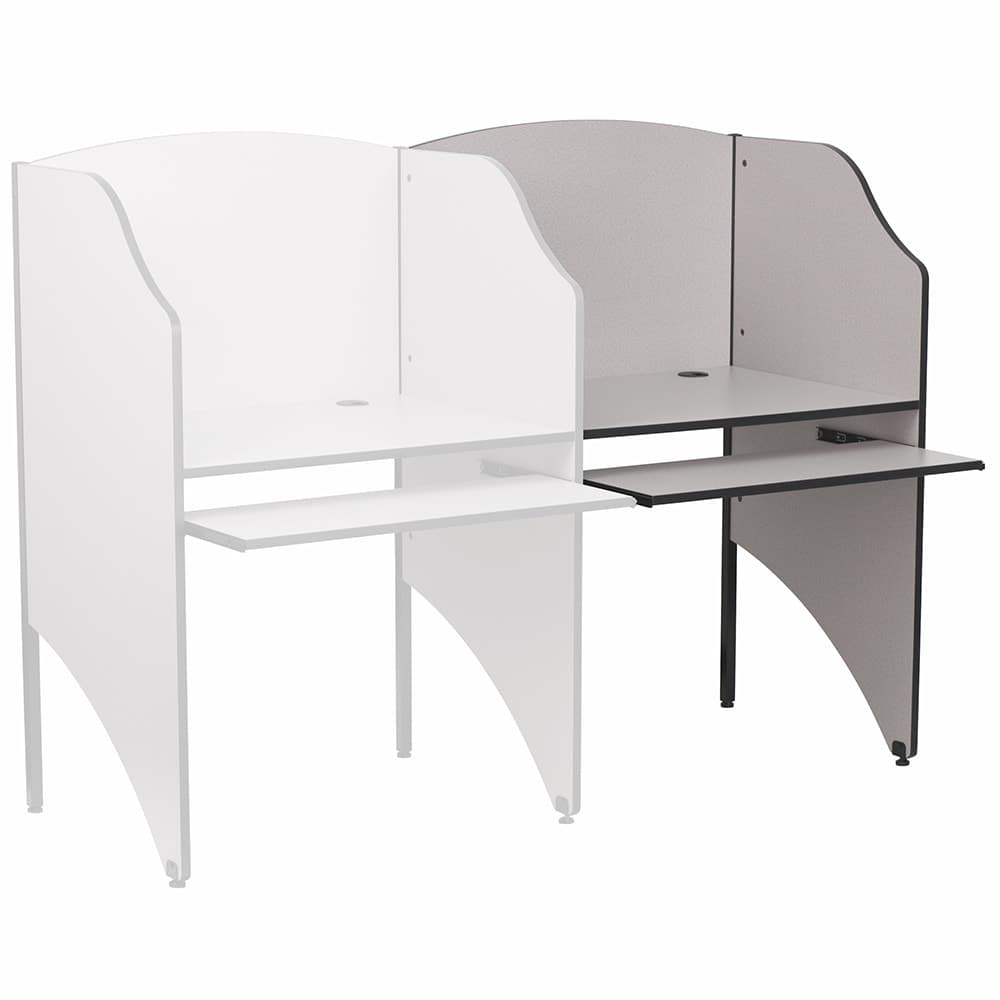 Flash Furniture MT-M6202-GY-ADD-GG Add On Starter Study Carrel w / Pull Out Keyboard Tray - Nebula Gray Laminate Surface
