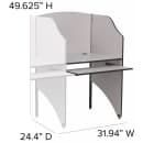 Flash Furniture MT-M6202-GY-ADD-GG Add On Starter Study Carrel w / Pull Out Keyboard Tray - Nebula Gray Laminate Surface thumbnail 2