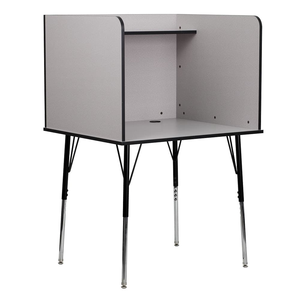 Flash Furniture MT-M6221-SGLSC-GREY-GG Stand Alone Study Carrel w/ Upper Shelf - Nebula Gray Laminate Surface