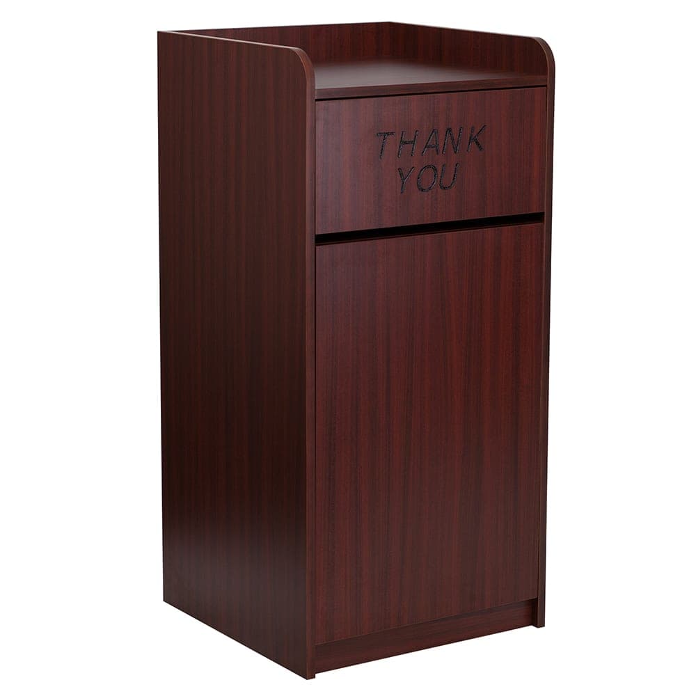 Flash Furniture MT-M8520-TRA-MAH-GG 36 gal Indoor Decorative Trash Can - Wood, Mahogany Melamine Finish