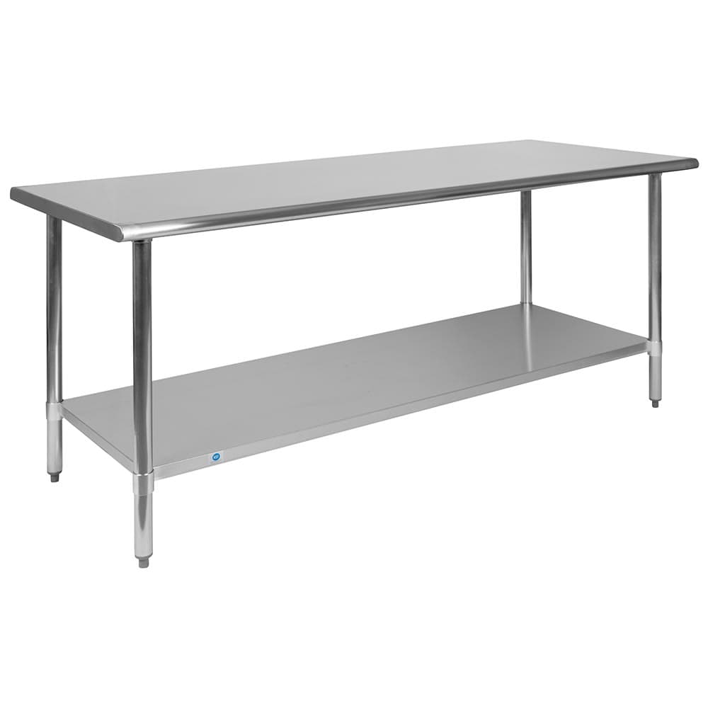 Flash Furniture NH-WT-3072-GG 72" 18 ga Work Table w/ Undershelf & 430 Series Stainless Flat Top