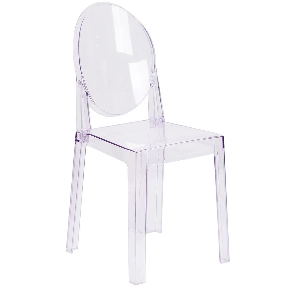 Flash Furniture OW-GHOSTBACK-18-GG Ghost Chair w/ Oval Back - Polycarbonate, Transparent Crystal