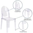 Flash Furniture OW-GHOSTBACK-18-GG Ghost Chair w/ Oval Back - Polycarbonate, Transparent Crystal thumbnail 6