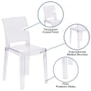 Flash Furniture OW-SQUAREBACK-18-GG Ghost Chair w/ Square Back - Polycarbonate, Transparent Crystal thumbnail 6