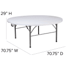 Flash Furniture RB-183RFH-GG 71" Round Folding Table w/ Granite White Plastic Top, 29"H thumbnail 2