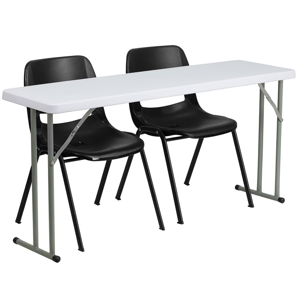 Flash Furniture RB-1860-2-GG Rectangular Folding Training Table & (2) Chair Set - 60"W x 18"D x 29"H