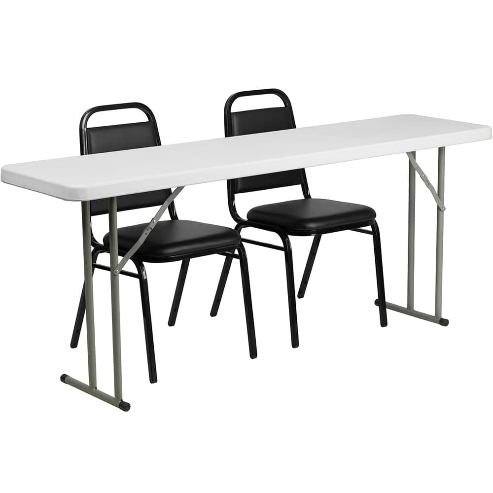 Flash Furniture RB-1872-2-GG Rectangular Folding Training Table & (2) Banquet Chair Set - 72"W x 18"D x 29"H