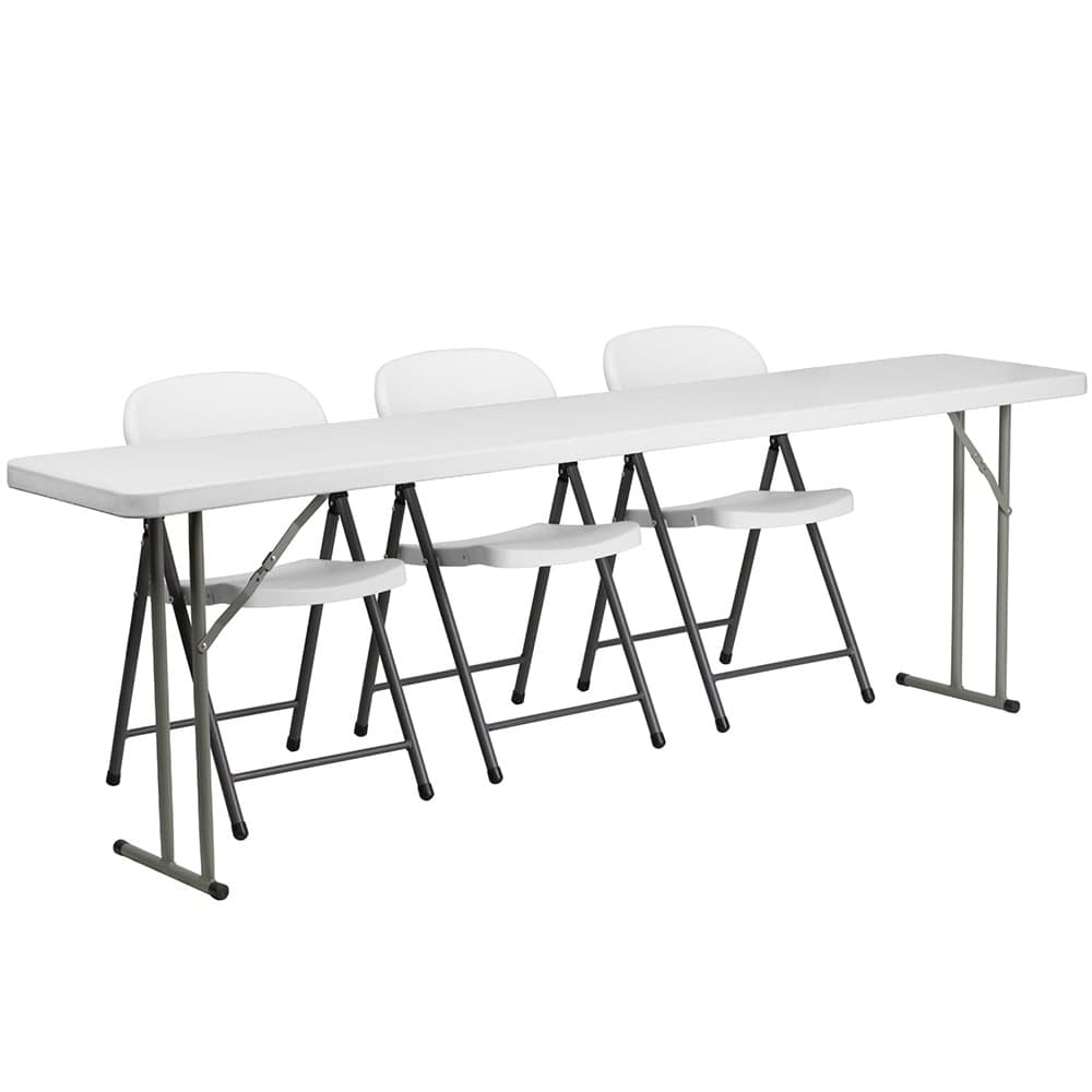 Flash Furniture RB-1896-2-GG Rectangular Folding Training Table & (3) Chair Set -  96"W x 18"D x 29"H