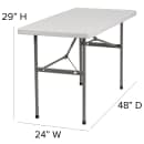 Flash Furniture RB-2448-GG Rectangular Folding Table w/ Granite White Plastic Top - 48"W x 24"D x 29"H thumbnail 3