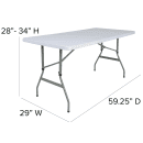 Flash Furniture RB-3050ADJ-GG Rectangular Folding Table w/ Granite White Plastic Top - 59 1/4"W x 29"D x 28" to 34"H thumbnail 2