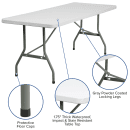 Flash Furniture RB-3072-GG Rectangular Folding Table w/ Granite White Plastic Top - 72"W x 30"D x 29"H thumbnail 5