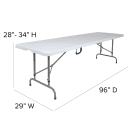 Flash Furniture RB-3096FH-ADJ-GG Rectangular Folding Table w/ Granite White Plastic Top - 96"W x 30"D x 28" to 34"H thumbnail 2